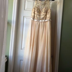 Elegant Cream Rhinestone Prom Dress